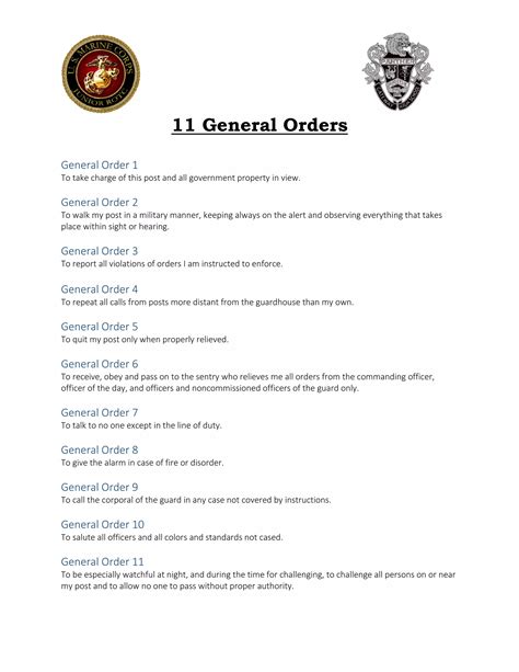 Eleven General Orders Usmc Judicial Data