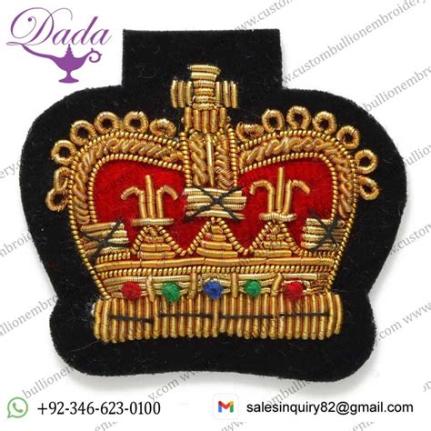 Embroidered Badges Sew On Crown Bullion Wire Applique