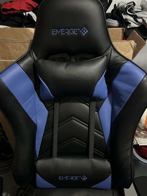 Emerge Vartan Bonded Leather Gaming Chair Black Blue For Sale In
