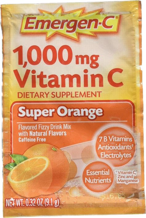 Emergen C Vitamin C Fizzy Drink Mix Super Orange 1000 Mg 30