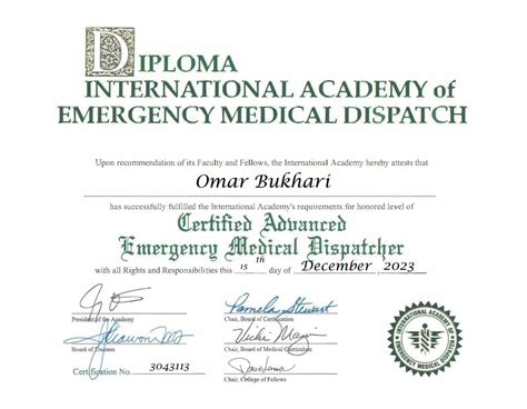 Emergency Medical Dispatcher Certification Prntbl