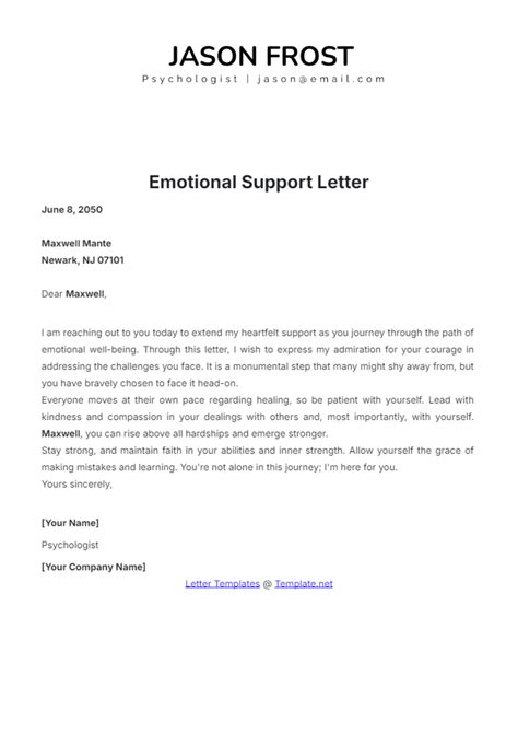 Emotional Support Letter