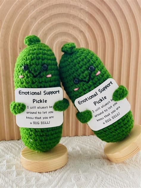 Emotional Support Pickle Cute Positive Crochet Pickle Etsy Uk
