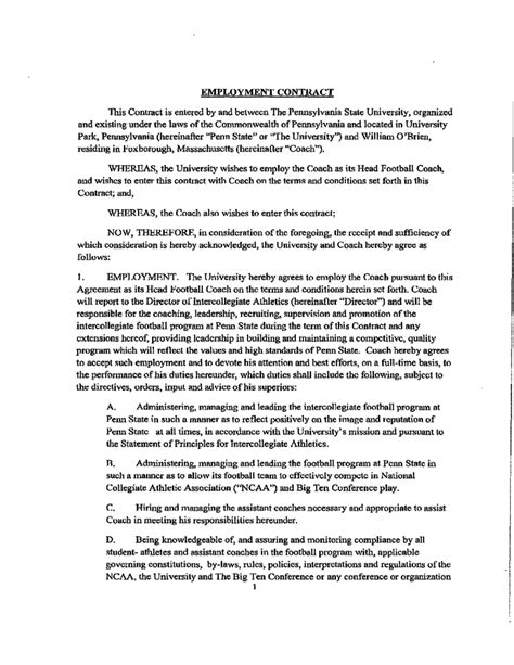 Employment Contract Penn State University Free Download Employment Contract Penn State University Free Download