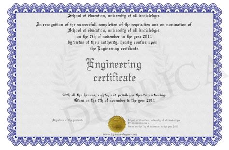 Engineering Degree Certificates