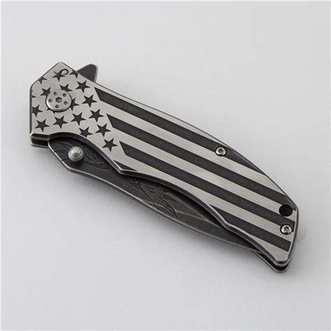 Engraved Armed Forces American Flag Pocket Knife