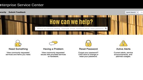 Enterprise Service Center Self Service Portal Navigation Information Enterprise Service Center Self Service Portal Navigation Information