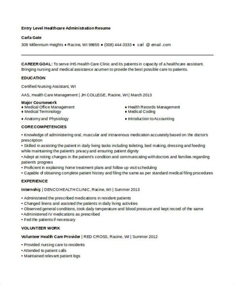 Entry Level Healthcare Administration Resume