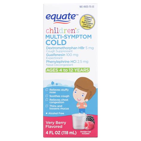Equate Children S Multi Symptom Cold Liquid Very Berry 4 Fl Oz