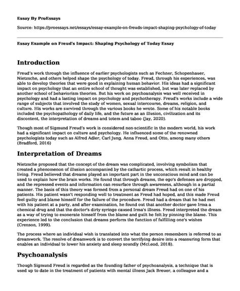 Essay Example On Freud S Impact Shaping Psychology Of Today Free