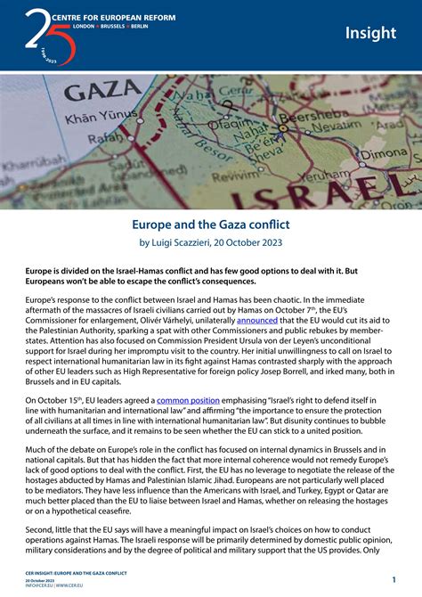Europe And The Gaza War Centre For European Reform
