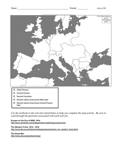 Europe In 1914 Map Activity Europe In 1914 Map Activity