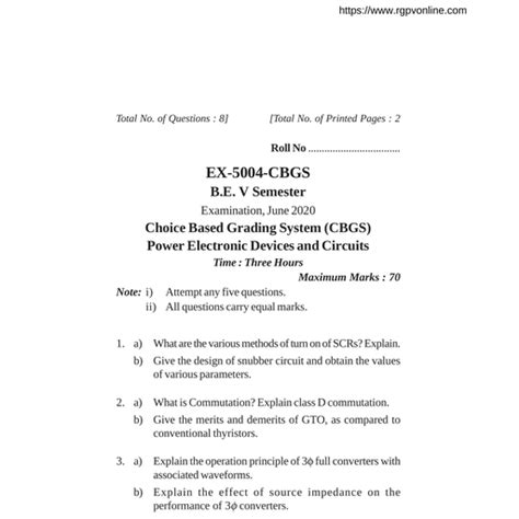 Ex 5004 Power Electronic Power System Notes Teachmint