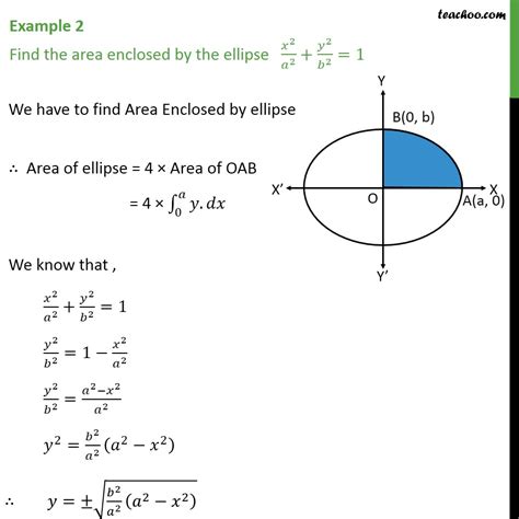 Example 2 Find Area Enclosed By Ellipse X2 A2 Y2 B2 1