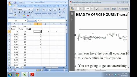 Excel Uncertainty Calculation Video Part 1 Youtube