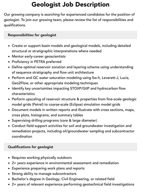 Exploration Geologist Job Description At William Jennings Blog