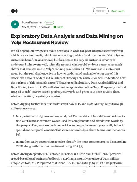 Exploratory Data Analysis And Data Mining On Yelp Restaurant Review