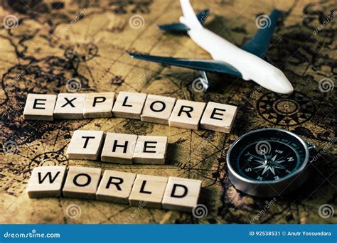 Explore The World Concept On Vintage Map Stock Image Image Of
