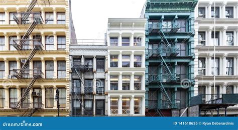 Exterior View Of A Block Of Colorful Old Historic Buildings Along