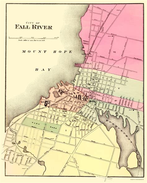 Fall River Ma 1877 Restored Map Vintage City Maps