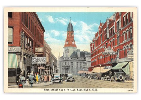Fall River Massachusetts Main Street And City Hall Vintage Antique Postcards Send Real Postcards Online