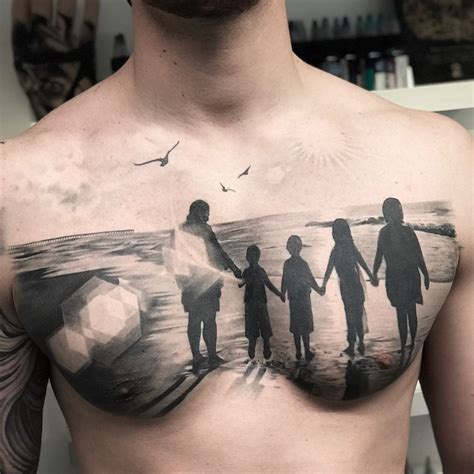 Family Beach Tattoo Tatuagens No Peito Para Homens Tatuagem De