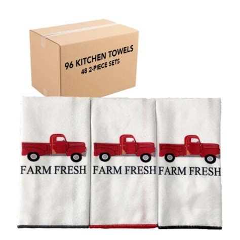 Farm Fresh Red Truck Kitchen Towel 2 Piece Set Bulk Case Of 48 Sets