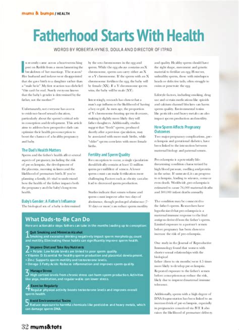 Fatherhood And Impact Of Quality Of Sperm On Mom And Baby