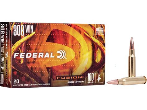 Federal Fusion 308 Win 180 Grain Bonded Soft Point Ammunition 20 Rounds