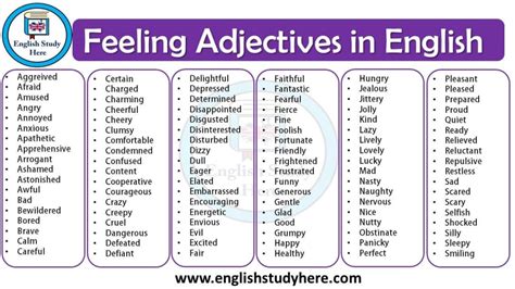 Feeling Adjectives In English Feelings Words English Adjectives Bad Images