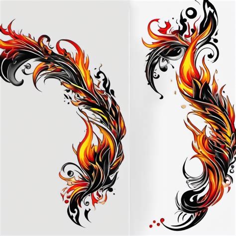 Feminine Fire Tattoo Simple Color Tattoo White Background