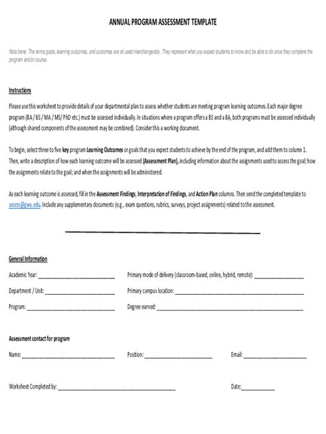 Fillable Online Assessment Gwu Quickstart Guide Assessment George