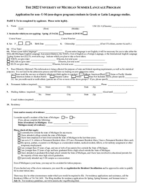Fillable Online Lsa Umich Spring And Summer Language Courses College