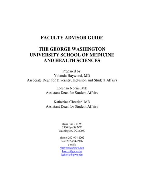 Fillable Online Smhs Gwu Edusitesdefaultfaculty Advisor Guide The