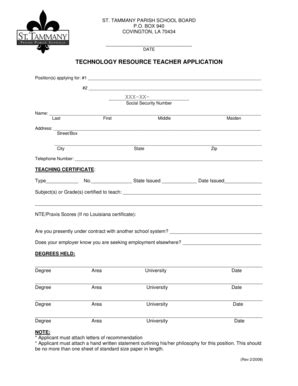 Fillable Online Stpsb Technology Resource Application St Tammany Fillable Online Stpsb Technology Resource Application St Tammany