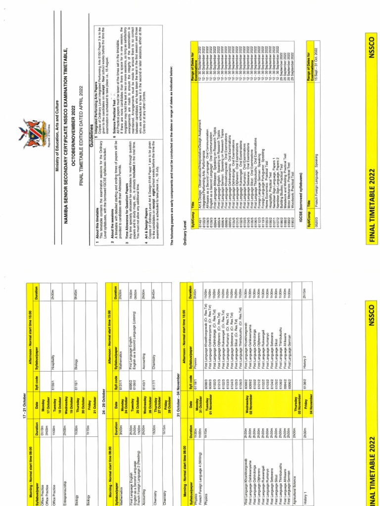 Final Examination Timetable Release