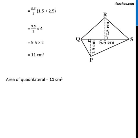 Find The Area Of Quadrilateral Pqrs Shown In Figure Area Class 8
