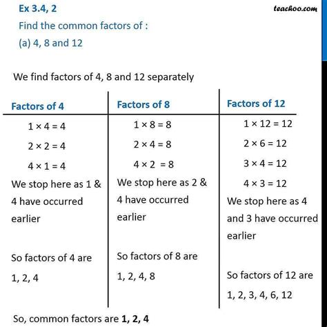 Find The Common Factors Of 4 8 And 12 Class 6 Playing With Number Find The Common Factors Of 4 8 And 12 Class 6 Playing With Number