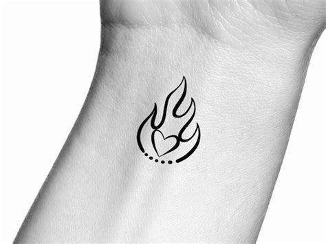 Fire Heart Temporary Tattoo Etsy Fire Heart Temporary Tattoo Etsy