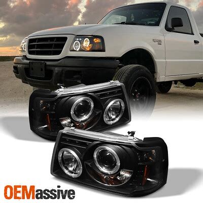 Fits 2001 2012 Ford Ranger Pickup Truck 1Pc Black Bezel Halo Projector Headlight Ebay