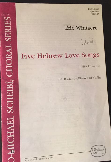 Five Hebrew Love Songs For Satb Chorus And String Quartet A Course Hero