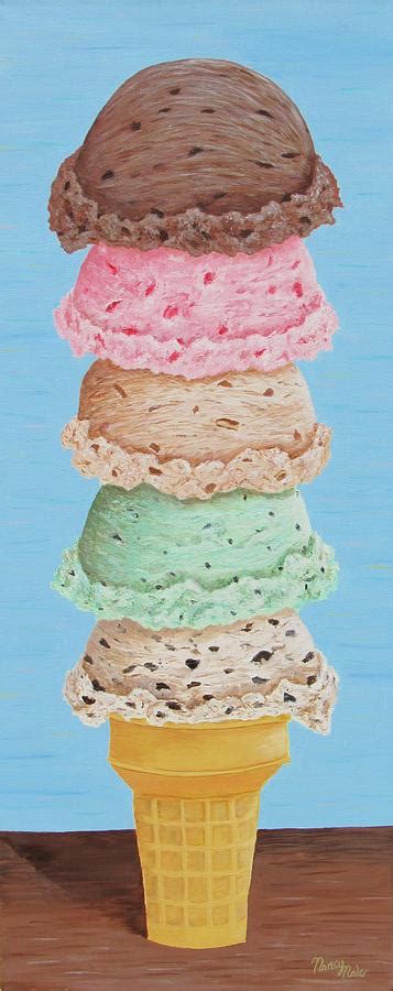 Five Scoop Ice Cream Cone Painting By Nancy Nale