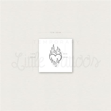 Flaming Heart Temporary Tattoo Set Of 3 Flaming Heart Temporary Tattoo Set Of 3
