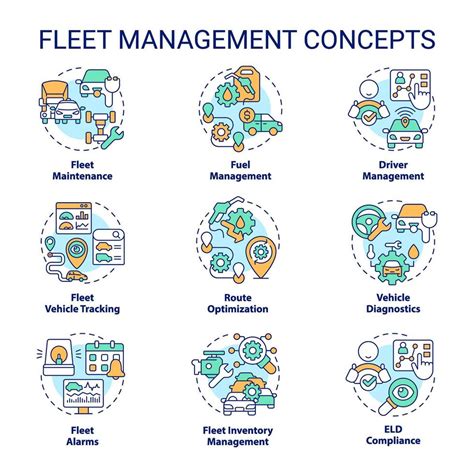 Fleet Management Multi Color Concept Icons Vehicle Maintenance Efficiency Monitoring Inventory Control Operational Cost Reduce Icon Pack Vector Images Round Shape Illustrations Abstract Idea 42161692 Vector Art At Vecteezy