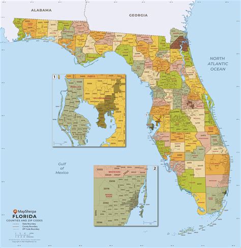 Florida Zip Code Map With Counties Large Stanfords