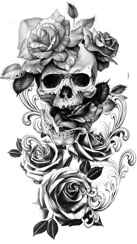 Flower And Skull Tattoo Designs