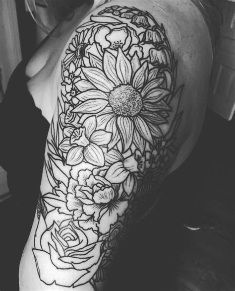 Flower Outline Tattoo Sleeve At David Clinton Blog