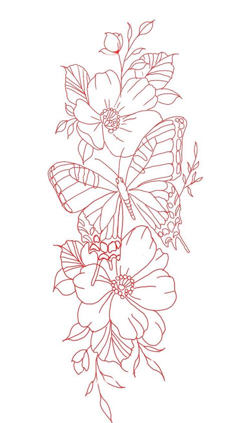 Flower Tattoo Designs And Butterfly Stencil