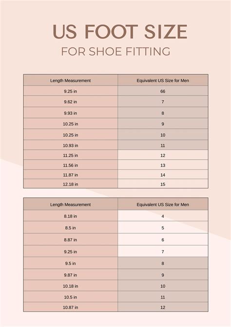Foot Size Printable Chart Printable Free Templates