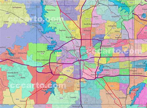 Fort Worth Tx Zip Codes Tarrant County Zip Code Boundary Map